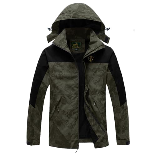 GIISAM Rain Coats for Men Waterproof with Hood, Mens Waterproof Raincoat Lightweight Soft Shell Rain Jackets Windbreaker(AGCamo2,M)