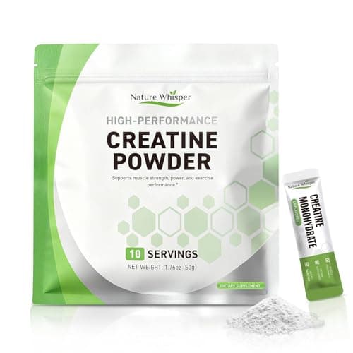 Nature Whisper Creatine Monohydrate Powder Travel Packs, 5000mg Micronized Pure Creatine for Men & Women Muscle Growth & Energy, On-The-Go Creatine, Sugar-Free, Vegan, Unflavored (10 Servings)