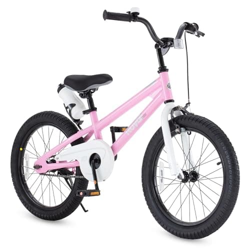 RoyalBaby Freestyle Kids Bike Girls 18 Inch BMX Childrens Bicycle with Kickstand for Ages 5-8 Years, Pink