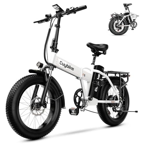 1000W Folding Electric Bike, 48V 20AH Large Removable Battery E Bike, 30+MPH, 80 Miles Max Range, 20" Fat Tire Electric Bicycle for Adults, Adult Electric Bicycles for Commute Beach Snow,Matte White