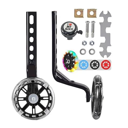 Tayizoo Training Wheels for Bike,Compatible for Bikes of 12/14/16/18/20 Inch,Flash Mute Wheel,1 Pair,Black