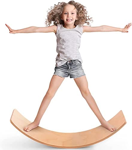 PLAY-IN-JOY Natural Wood Balance Board for Kids | Montessori Wobble Board for Toddlers & Children Ages 3-8, Open-Ended Waldorf Learning Toy for Indoor Play, Core Balance Trainer, Birthday & Christmas Gift 2026