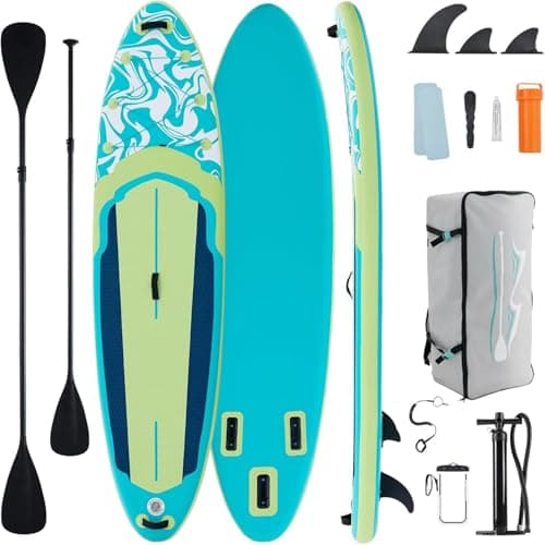 KMFurnila Inflatable Stand Up Paddle Board for All Skill Levels - Portable SUP Paddleboard with Premium Accessories, Durable Construction & Non-Slip Deck for Water Sports Adventures