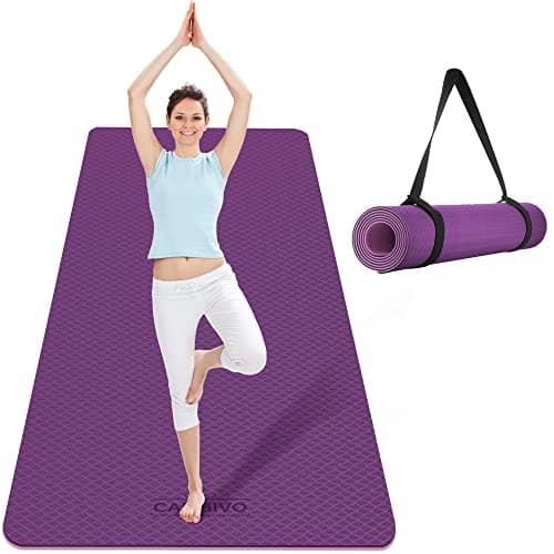 CAMBIVO Extra Wide Yoga Mat for Women and Men (72"x 32"x 1/3"), Non-slip Large TPE Exercise Fitness Mat for Yoga, Pilates, Workout (8mm, Purple Rose)
