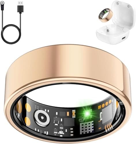 REWSX Smart Ring for Women Men, Fitness Ring with Heart Rate, Blood Oxygen,Stress, Sleep Tracker, Step Tracker, Fit Ring No Subscription Fee (Rose Gold, 9#)