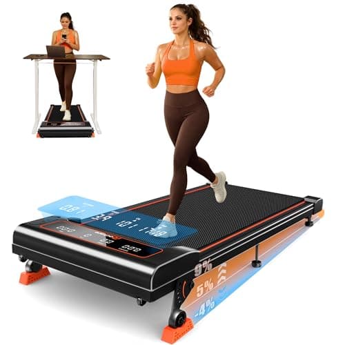 Walking Pad Treadmill with Incline 9% & Decline -4%, Under Desk Treadmill for Home, Quiet BLDC EvoDrive, Full Metrics Display, NeoFloat Quad Cushioning, Portable Compact for Small Spaces Orange