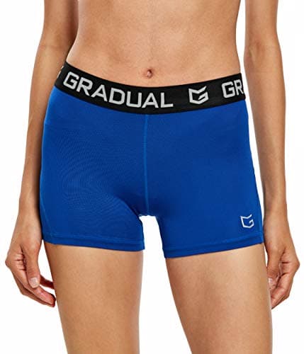 Women's Spandex Compression Volleyball Shorts 3" /7" Workout Pro Shorts for Women (Blue, M)