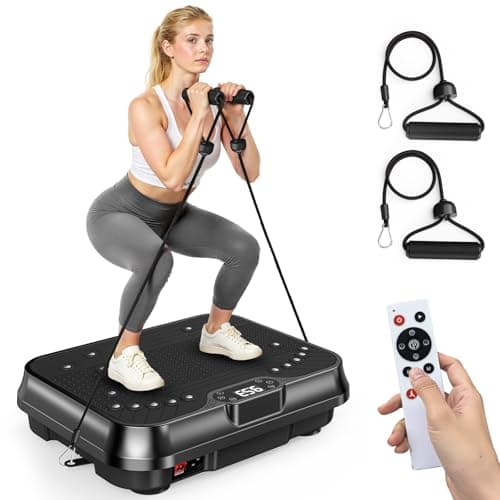 Bigzzia Vibration Plate Exercise Machine for Weight Loss – 250-Speed Platform with Remote & Resistance Bands, 450 lbs Capacity – Quiet Full Body Workout for Lymphatic Drainage at Home (Black)