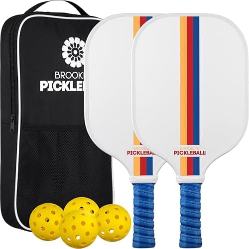 Premium Pickleball Paddles Set of 2 – USAPA Approved for All Skill Levels – Pickleball Set White – Carbon Fiber Pickle Ball Paddle, Honeycomb Core & Cushioned Grip – Made by Brooklyn Pickleball Co.