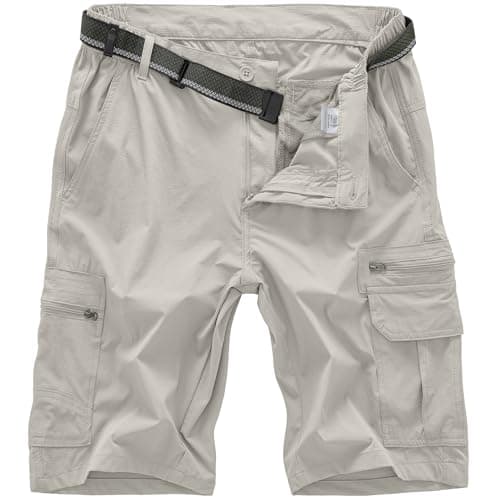 Jessie Kidden Mens Outdoor Casual Expandable Waist Lightweight Water Resistant Quick Dry Fishing Hiking Shorts (6222 Beige Apricot 40)
