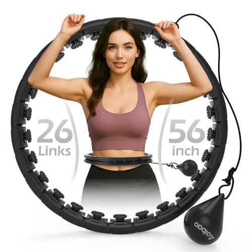 JLoibao Weighted Hula Circle with 26/32 Links(56-66 Inch) for Adults Weight Loss, Infinity Fitness Hoop Plus Size, for Women Smart Exercise Equipment