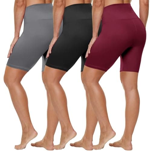 HLTPRO 3 Pack Plus Size Biker Shorts for Women (L-4XL)- 8"/5" High Waist Tummy Control Shorts for Workout, Yoga, Running
