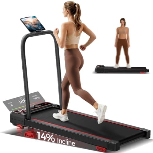 CURSOR FITNESS Walking Vibration Pad with 14% Incline 3.0HP Under Desk Portable Treadmills for Home Quiet 265LBS Vibration Plate Treadmill with Remote Control