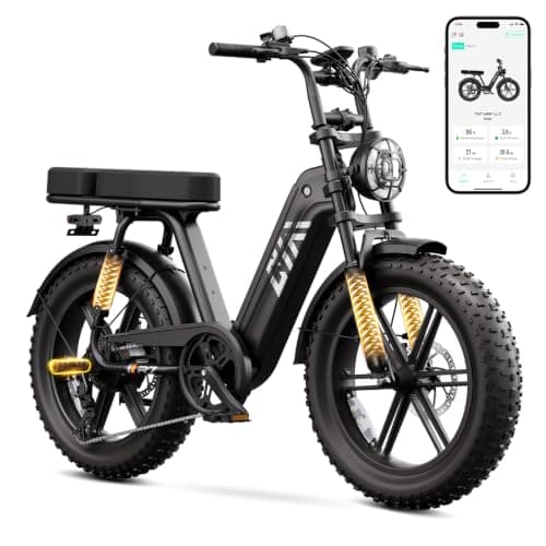 TST Electric Bike for Adults, 1500W Peak Motor Ebike with 48V 15Ah Built-in Battery, 60 Miles Range Electric Bicycle, 20" Fat Tire Step-Thru E Bike with Rear Seat, Storage Box, Black