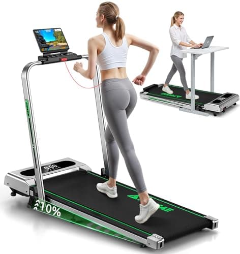 FOUSAE 5 in 1 Treadmills for Home Foldable, App Compatible, 7.5MPH Under Desk Walking Pad Treadmill with 10% Incline, 400 LBS Weight Capacity, 3.0HP Drive, Magnetic Remote Control, 12 HIIT Programs