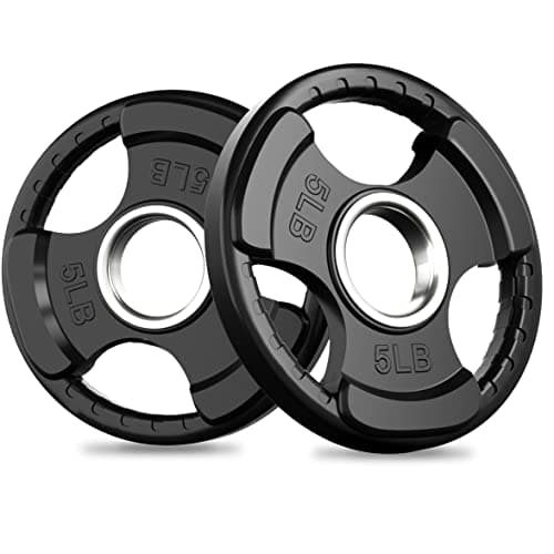 RitFit Olympic Rubber Grip Weight Plates, 2-Inch Barbell Set