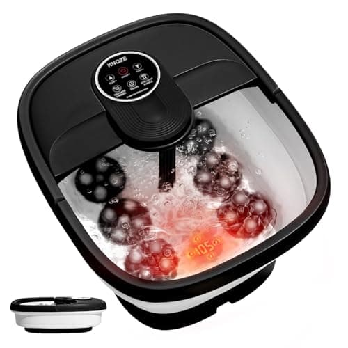 KNQZE Collapsible Foot Spa Electric Foot Bath with Heat, Bubble, Remote, 24 Motorized Shiatsu Massage Balls. Pedicure Soaking tub for Feet Stress Relax (Black)