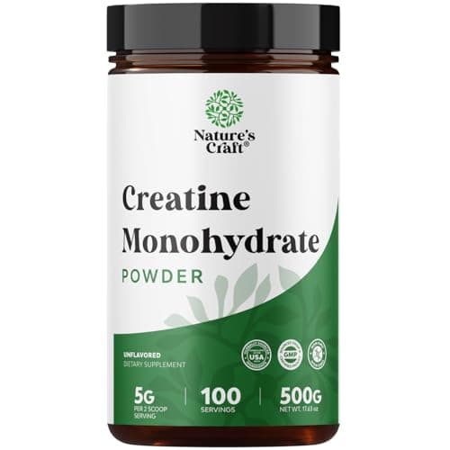 Micronized Creatine Monohydrate Powder for Men & Women - Pre & Post Workout Pure Creatine for Women & Men for Muscle Growth & Recovery - Raw Unflavored Nutritional Supplements for Muscle Gain - 500g