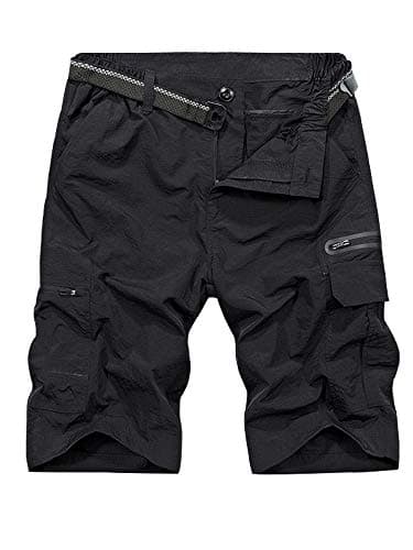 Jessie Kidden Mens Outdoor Casual Expandable Waist Lightweight Water Resistant Quick Dry Fishing Hiking Shorts (6222 Black 10inch 34)