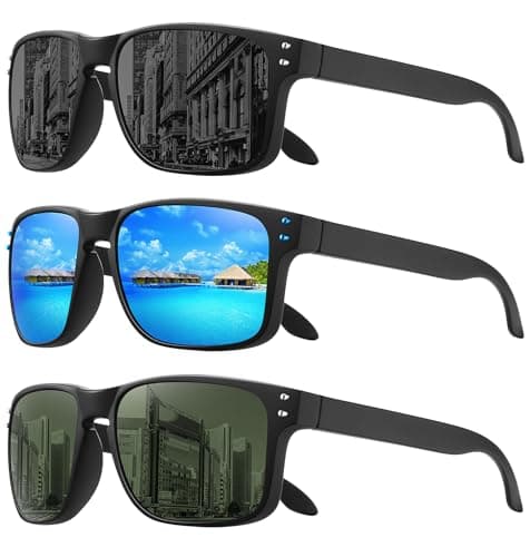 MEETSUN Polarized Sunglasses for Men Women Sports Driving Fishing Glasses UV400 Protection 3Pack-Black+Blue+G15 Lens