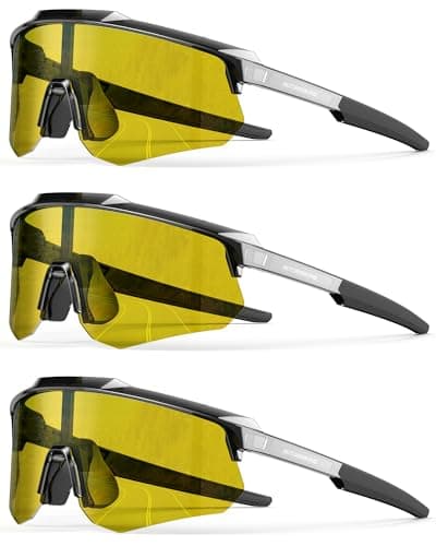 OUKEMAX Polarized Sports Sunglasses for Men Women, UV400 One-Piece Lens Sport Shades for Baseball, Running, Cycling, Fishing Night Vision-Night Vision-Night Vision