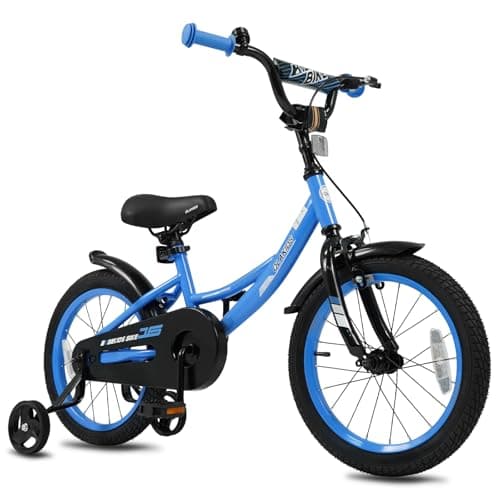 Olakids Kids Bike, 12 14 16 18 Inch BMX Style Toddlers Bike with Training Wheels Adjustable Seat Handlebar Coaster Brake Handbrake Safety Bell, Children's Bicycle for Boys Girls (16 Inch, Blue)
