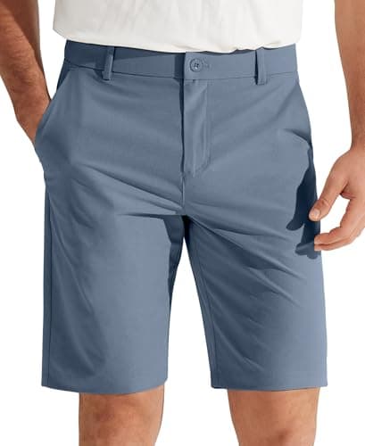 Libin Men's Golf Shorts 9" Work Dress Shorts Casual Flat Front Hybrid Short Lightweight Quick Dry Water Resistant, Ice Blue, Size 34