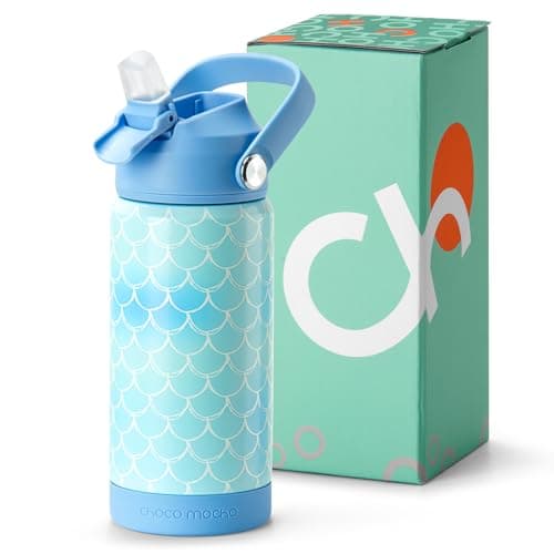 Choco Mocha Kids Water Bottle For School, Girls Insulated Water Bottle Stainless Steel, 14Oz Blue Mermaid