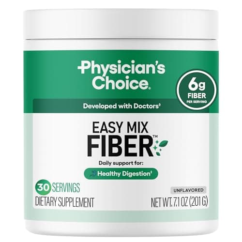 Physician's CHOICE Easy Mix Fiber for GLP-1 Support - No Grit & Sugar Free - Daily Prebiotic Soluble Fiber Powder Supplement - Digestive Health & Regularity - for Women and Men - Unflavored - 7.1oz