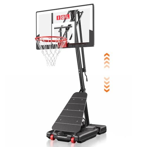 IGL Basketball Hoop Outdoor 40 Inch, Height Adjustable 5.5-10 FT, Portable Basketball Goal with Shatterproof Backboard for Kids Teens Adults, Backyard Driveway