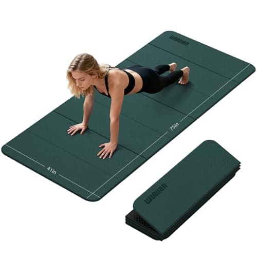 WUWAN Foldable TPE Yoga Mat Thick 10mm,75" x40"Extra Large Exercise Mats