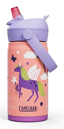 CamelBak Thrive Flip Straw Kids Bite Valve Stainless Steel Water Bottle Magic Unicorns, 12oz