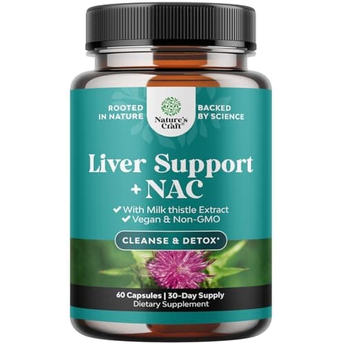 Liver Support NAC Supplement with Milk Thistle for Liver Cleanse Detox & Repair - N Acetyl Cysteine Supplement for Liver Cleanse with Turmeric, Choline, Dandelion & L-Glutathione - 60 Count