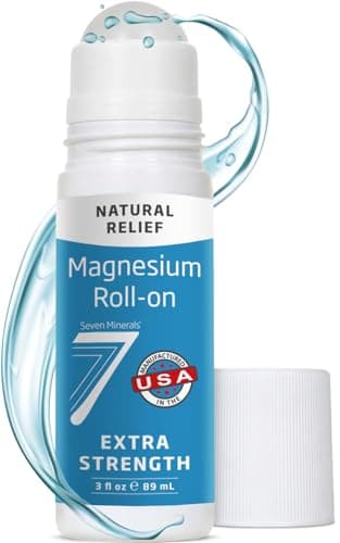 Seven Minerals Extra Strength Magnesium Roll On Stick - Pure USP Grade Magnesium for Feet, Sleep, Muscle Pain & Cramps - Fast Absorbing & Mess-Free, USA Made, 3 Fl Oz