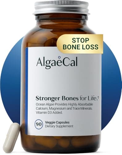 ALGAECAL - Plant Based Calcium Supplement for Women & Men - Organic Calcium 750mg with Vitamin D3 1000 IU, 13 Minerals for Bone Strength, Bone Health Support, 90 Veggie Caps (1 Pack)