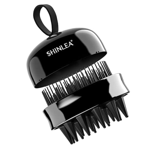 SHINLEA 2 in 1 Scalp Massager Hair Growth,Scalp Scrubber with Soft Silicone Bristles for Dandruff Removal,Shampoo Brush for Exfoliation,Head Massager for Both Wet and Dry Use (Black)