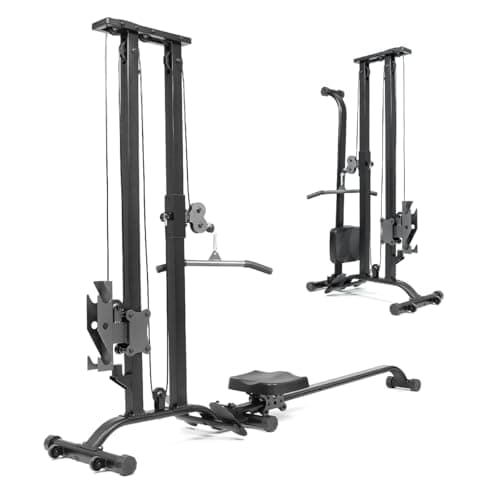 TOUSAINS Cable Machine Home Gym CR63, 330 Lbs Plates Loaded Cable Crossover Machine, 2 in 1 Functional Trainer with Rowing Machine, Space Saving Design