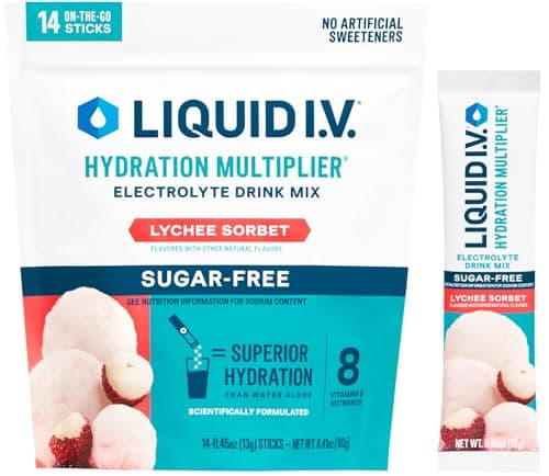 Liquid I.V.® Hydration Multiplier Sugar - Free - Lychee Sorbet | Electrolyte Powder Drink Mix | 1 Pack (14 Servings)