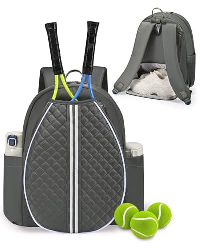 Sucipi Professional Tennis Bag with Shoes Compartment, Quilted Tennis Backpack, Water Resistant Tennis Racket Bags for Women, Suitable for Tennis, Pickleball and Badminton, Green