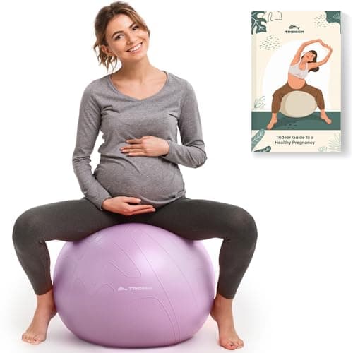 Trideer Pregnancy Birthing Ball, 1.7mm Extra Thick Yoga Ball for Maternity, Labor, Physio, Recovery, Exercise Guide & Daily Comfort Tips for All Trimesters, 1000LB Anti-Burst Non-Slip Stability Ball