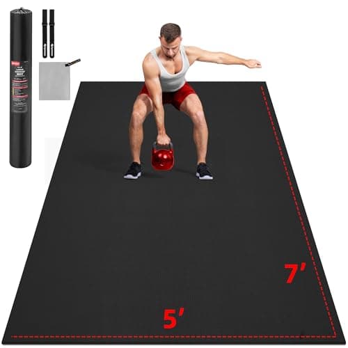 GymCope Extra Large Exercise Mat, 10'x6'/9'x6'/8'x6'/7'x5'/6'x4'(8mm) Thick Workout Mat for Home Gym & Garage Flooring, Shoe-Friendly, High-Density, MMA, HIIT, Weight Lifting, Cardio&Strength