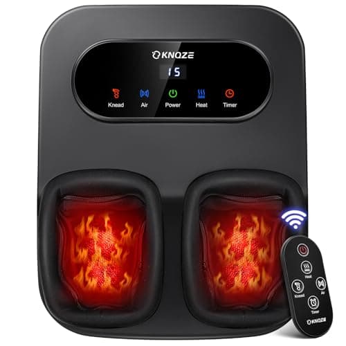 KNQZE Foot Massager with Heat and Remote, Shiatsu Deep Kneading Feet Massager for Plantar Fasciitis & Neuropathy, Foot Warmer, Gifts for Mom Women Men Dad, Fits Up to Men Size 12(Black)