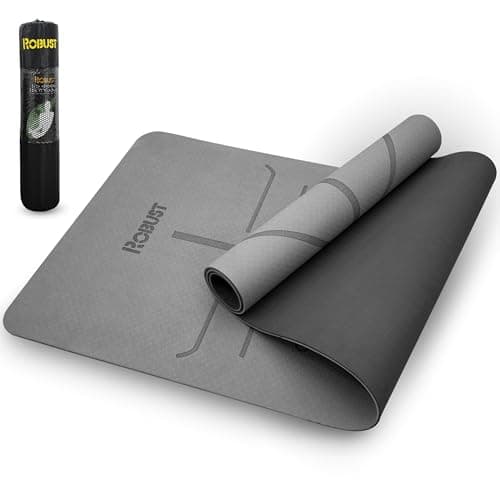 Robust Non-Slip Yoga Mat with Strap, 2/5" (10MM) Thick TPE Eco-Friendly Workout Mat for Yoga with Position Lines and Texture Surface, Gym Mat for Women, Men, Pilates and Exercises Anti-Tear Sweat-Proof Exercise Mat (Purple, 72*24*0.4 inch)