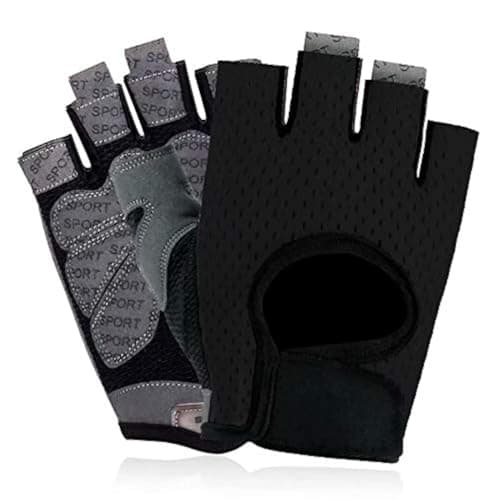 QNLALZM Workout Gloves, Breathable, Non-Slip, Silica Gel Grip, Exercise Gloves, Men and Women for Weightlifting,Yoga, Dumbbell, Bodybuilding, Sport, Black