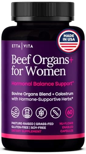 Primal Beef Organ Supplement for Women (Made in USA) Boosted w Shatavari, Maca, Ashwagandha, and Chasteberry - Grass Fed Uterus, Ovary, Liver, Kidney, Heart Bone Matrix, Gotu Kola and Queen Colostrum