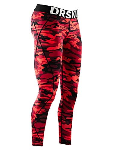 DRSKIN Men’s Compression Pants Tights Leggings Sports Baselayer Running Athletic Workout Active (DMRB03, XL) Red