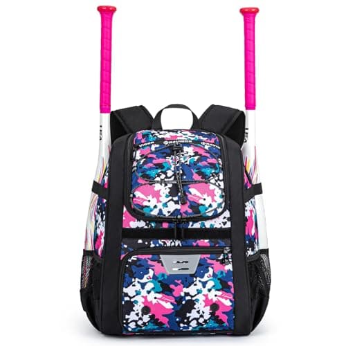 KAVIGOR Youth Baseball Bag, Softball Bag for Girls & Boys, Kids Tball Backpack with Shoes Compartment