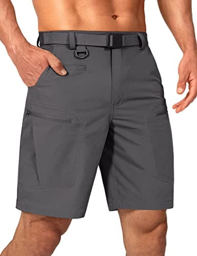 Shallowlulu Mens Big and Tall Cargo Hiking Shorts Water Resistant Quick Dry Lightweight Breathable Tactical Shorts(Dark Grey 44W/10L)