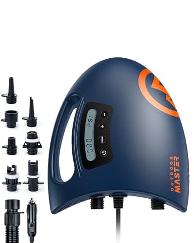 OutdoorMaster 20PSI High Pressure SUP Air Pump Shark - Intelligent Dual Stage Inflation & Auto-Off & Deflation, 12V DC Car Connector, for Inflatable Stand Up Paddle Boards, Boats (Dark Blue)