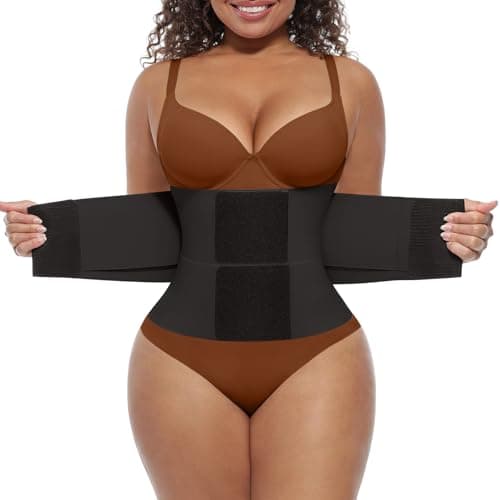 FeelinGirl Waist Cincher Tainer Workout Corset Shaper Tummy Slimmer Plus Size Belly Band for Women Black XL